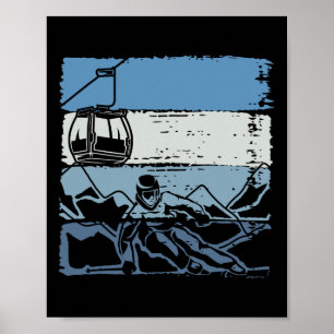 Retro Skiing Skier Ski Instructor Winter Sports Sk Poster