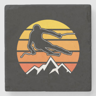 Retro Skiing Stone Coaster