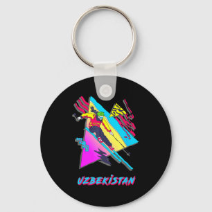 Retro skiing style uzbekistan adventure ski skier key ring