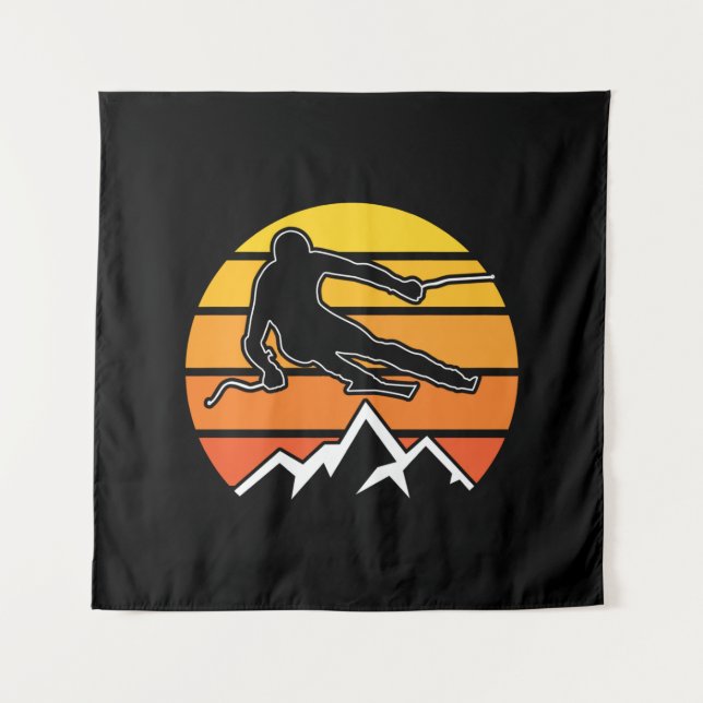 Retro Skiing Tapestry (Front)