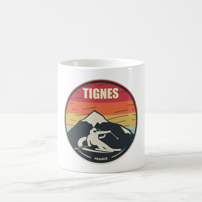 Retro Skiing Tignes France Ski Coffee Mug (Center)