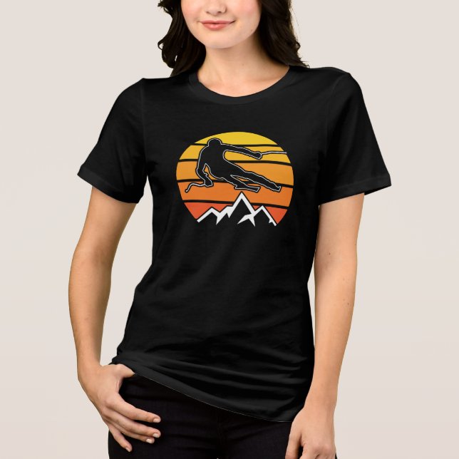 Retro Skiing Tri-Blend Shirt (Front)