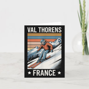 Retro Skiing Val Thorens France, French Ski Resort Card