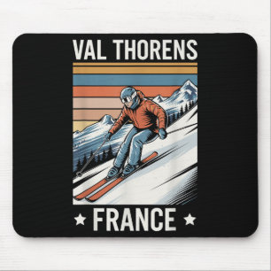 Retro Skiing Val Thorens France, French Ski Resort Mouse Mat