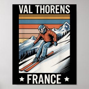 Retro Skiing Val Thorens France, French Ski Resort Poster