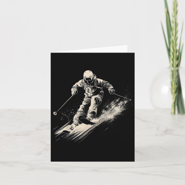 Retro Skiing Vector  Card (Front)