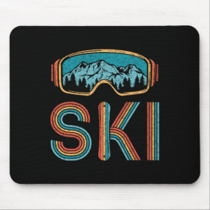 Retro Skiing Vintage 80s 90s Snowboarding Skiers M Mouse Mat