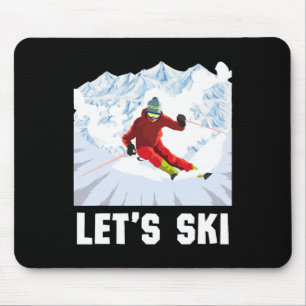 Retro Skiing Winter Sports Ski Snowboard Lets Ski Mouse Mat