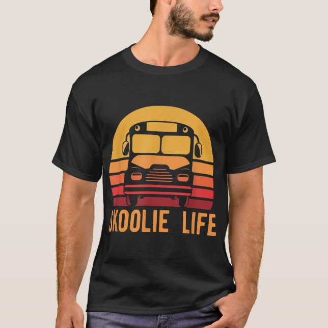 Retro Skoolie Life Converted School Bus Home Lifes T-Shirt (Front)