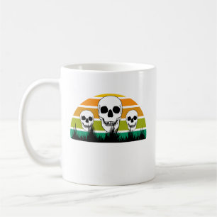Retro Skull Black Grass Ophiopogon Gothic Garden Coffee Mug