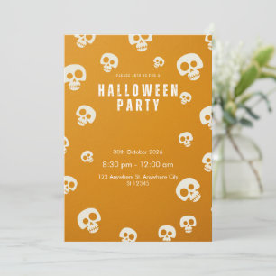 Retro Skull Halloween Party Invitation Orange Sp