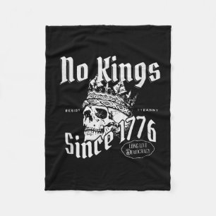 Retro Skull No Kings Since 1776 Resist Fleece Blanket