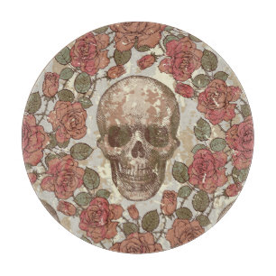 Retro Skulls and Roses Ornament Cutting Board