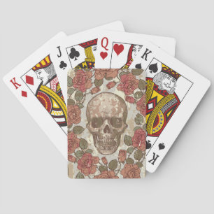 Retro Skulls and Roses Ornament Playing Cards