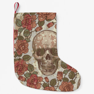 Retro Skulls and Roses Ornament Small Christmas Stocking