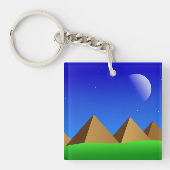 Retro Sky and Pyramids Key Ring (Front)