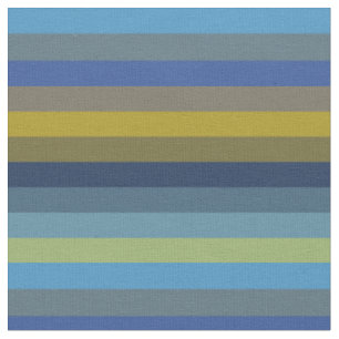 Retro Sky Blue & Mustard Horizontal Stripes Fabric