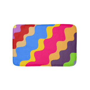 retro Slanting wavy pattern Bath Mat