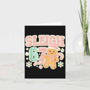 Retro Sleigh 67 Gingerbread Christmas Six Seven Me Card