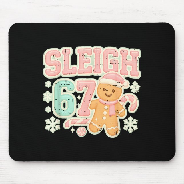Retro Sleigh 67 Gingerbread Christmas Six Seven Me Mouse Mat (Front)