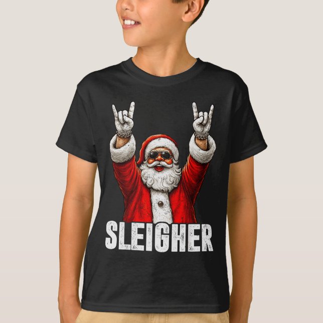 Retro Sleigher Cool Santa Rock On Christmas Xmas M T-Shirt (Front)