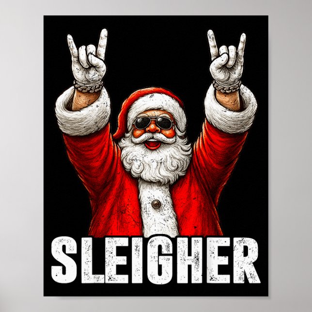 Retro Sleighing Math Problems Santa Math Teacher C Poster (Front)