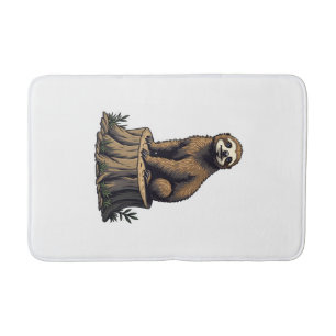 Retro Sloth Engraving Wildlife Shirt (3) Bath Mat