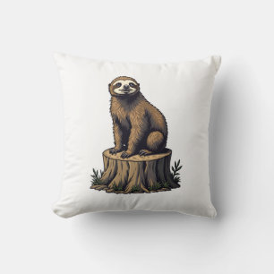 Retro Sloth Engraving Wildlife Shirt (3) Cushion