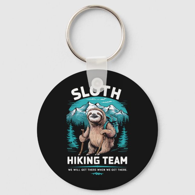Retro Sloth Hiking Team Vintage Gift Key Ring (Front)