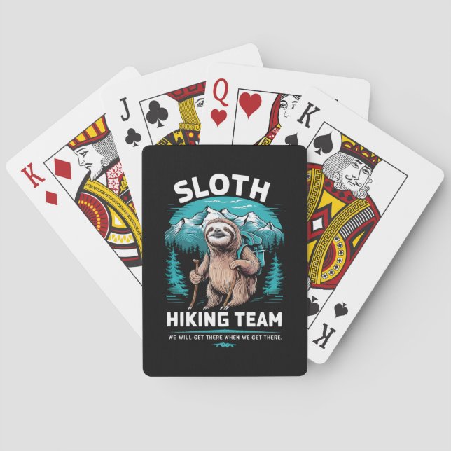 Retro Sloth Hiking Team Vintage Gift Playing Cards (Back)