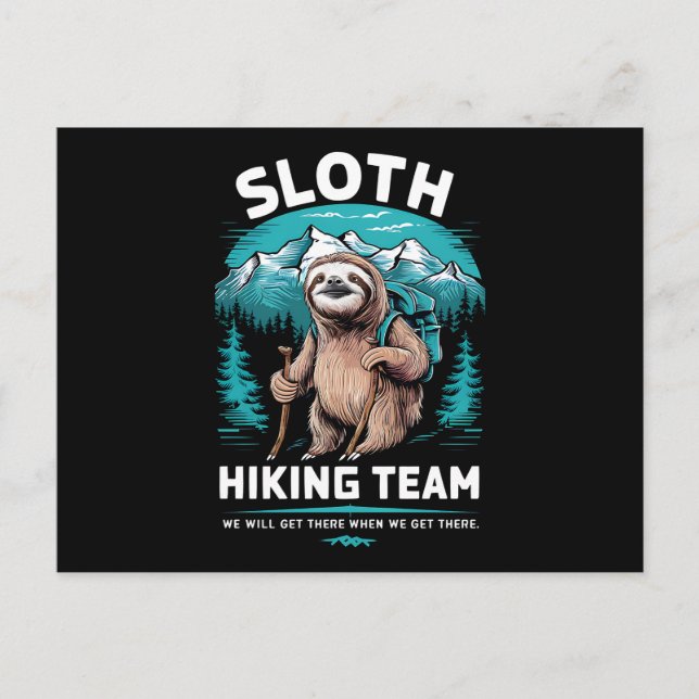 Retro Sloth Hiking Team Vintage Gift Postcard (Front)