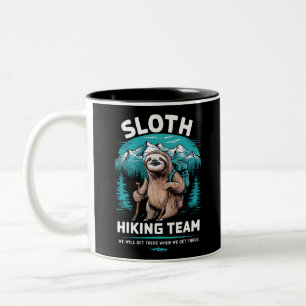 Retro Sloth Hiking Team Vintage Gift Two-Tone Coffee Mug