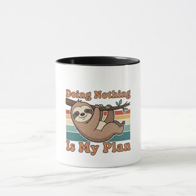 Retro Sloth Lazy Humor Color Inside Mug (Center)