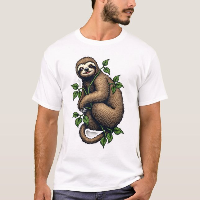 Retro Sloth Line Art Vintage Tee (4) (Front)