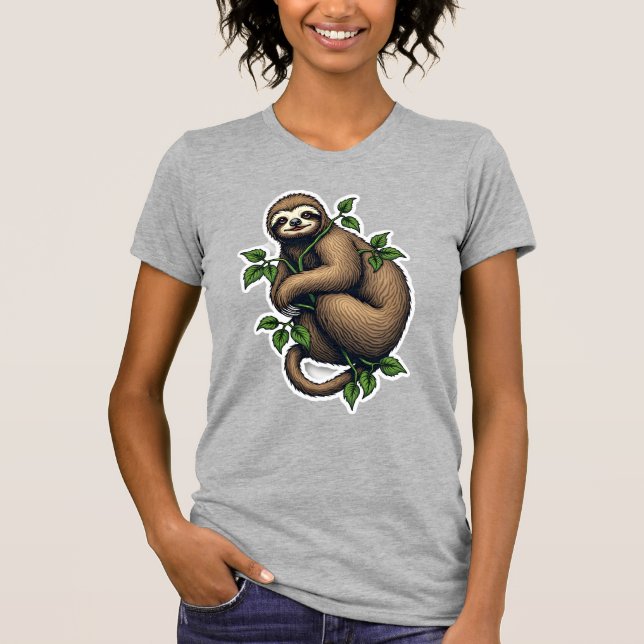 Retro Sloth Line Art Vintage Tee (4) (Front)