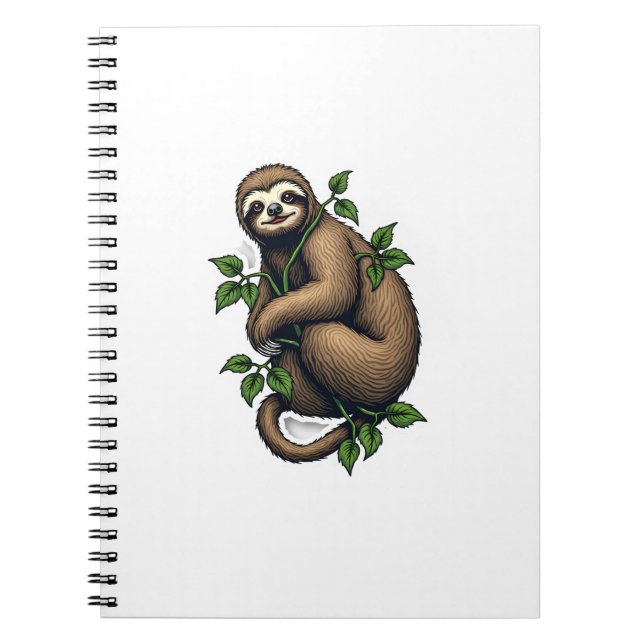 Retro Sloth Line Art Vintage Tee (4) Notebook (Front)