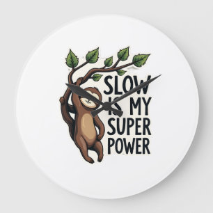 Retro Sloth Quote Shirt Funny Slow Life Vintage Te Large Clock