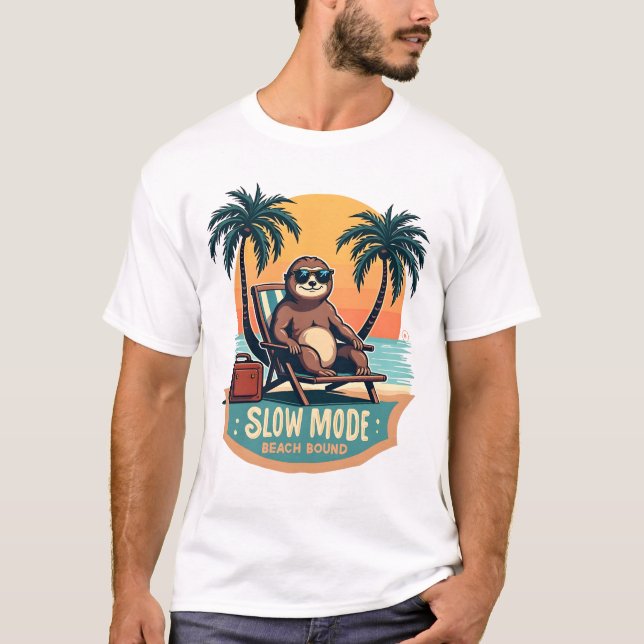 Retro Sloth Vacation Shirt Funny Tropical Relax De (Front)