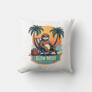 Retro Sloth Vacation Shirt Funny Tropical Relax De Cushion