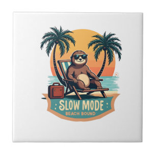 Retro Sloth Vacation Shirt Funny Tropical Relax De Tile
