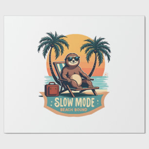 Retro Sloth Vacation Shirt Funny Tropical Relax De Wrapping Paper