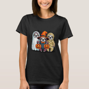 Retro Sloth Witch Y Halloween Pumpkin Women Men Ki T-Shirt