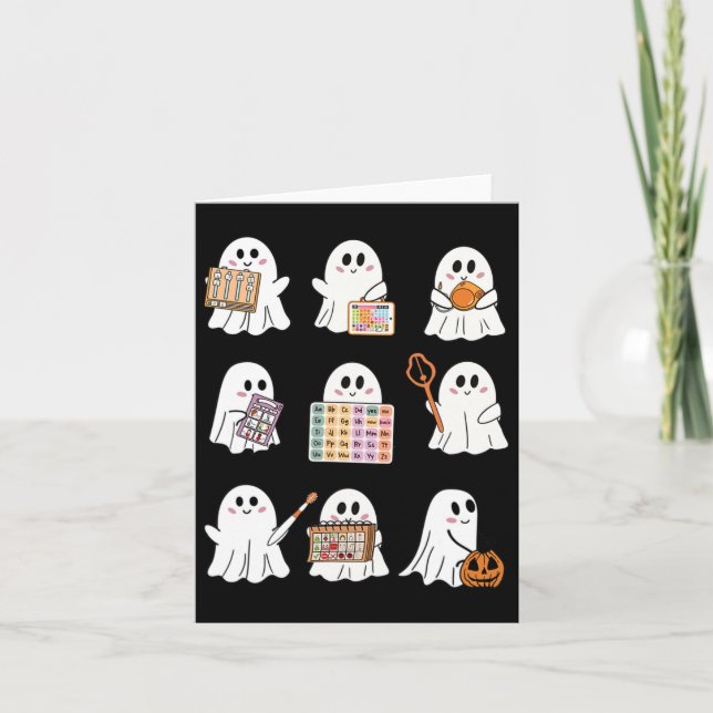 Retro Slp Ghost Halloween Speech Therapy Autumn Fa Card (Front)