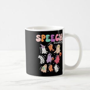 Retro Slp Ghost Halloween Speech Therapy Autumn Fa Coffee Mug