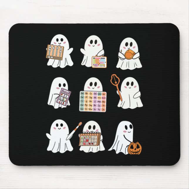 Retro Slp Ghost Halloween Speech Therapy Autumn Fa Mouse Mat (Front)