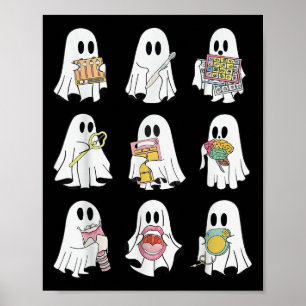 Retro Slp Ghost Halloween Speech Therapy Autumn Fa Poster