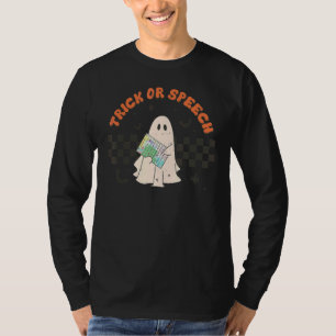 Retro SLP Halloween Cute Ghost Trick Or Speech Spo T-Shirt