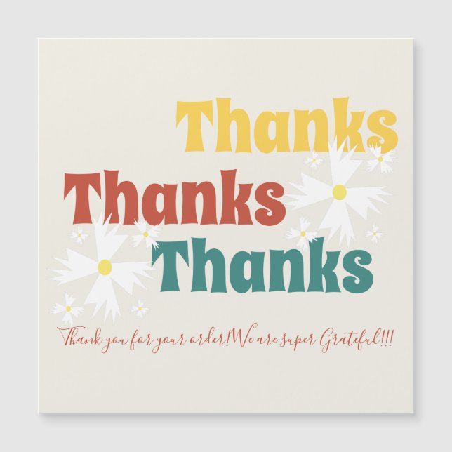 Retro Small Business Daisy Groovy Thank You  Card (Front)