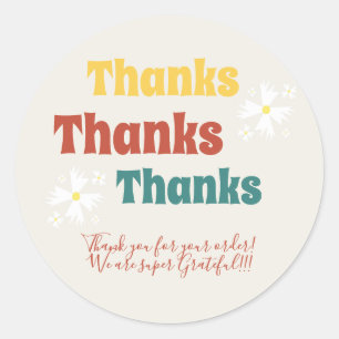 Retro Small Business Daisy Groovy Thank You Classic Round Sticker