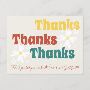 Retro Small Business Daisy Groovy Thank You  Postcard